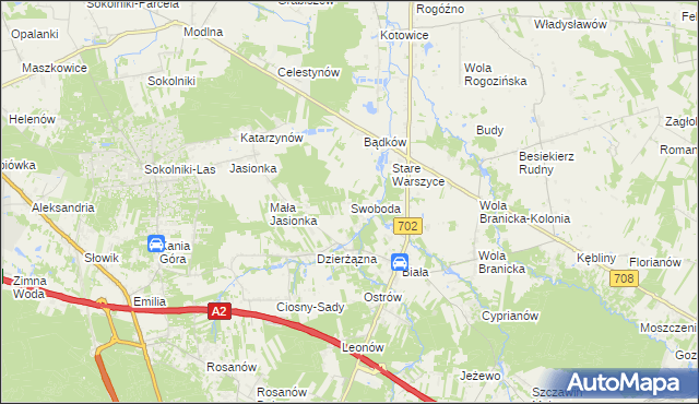 mapa Swoboda gmina Zgierz, Swoboda gmina Zgierz na mapie Targeo