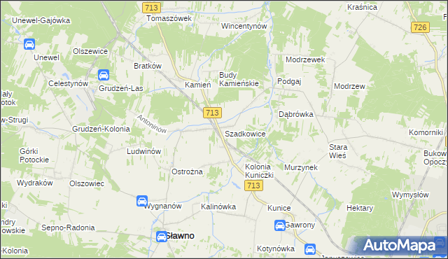 mapa Szadkowice gmina Sławno, Szadkowice gmina Sławno na mapie Targeo