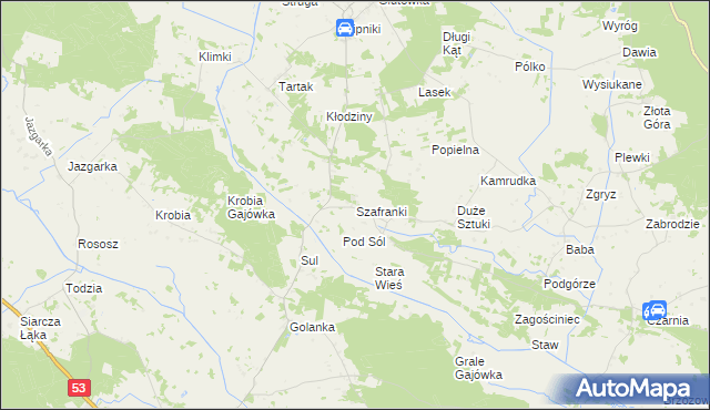 mapa Szafranki gmina Łyse, Szafranki gmina Łyse na mapie Targeo