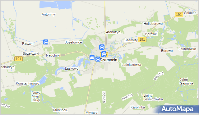mapa Szamocin powiat chodzieski, Szamocin powiat chodzieski na mapie Targeo