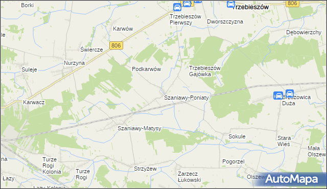 mapa Szaniawy-Poniaty, Szaniawy-Poniaty na mapie Targeo