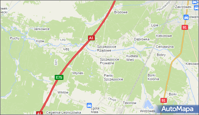 mapa Szczepocice Prywatne, Szczepocice Prywatne na mapie Targeo