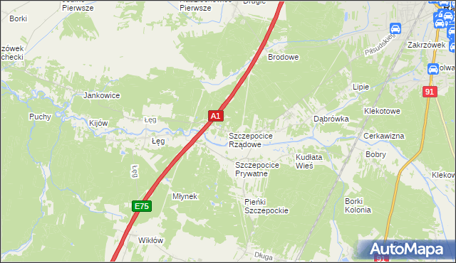 mapa Szczepocice Rządowe, Szczepocice Rządowe na mapie Targeo