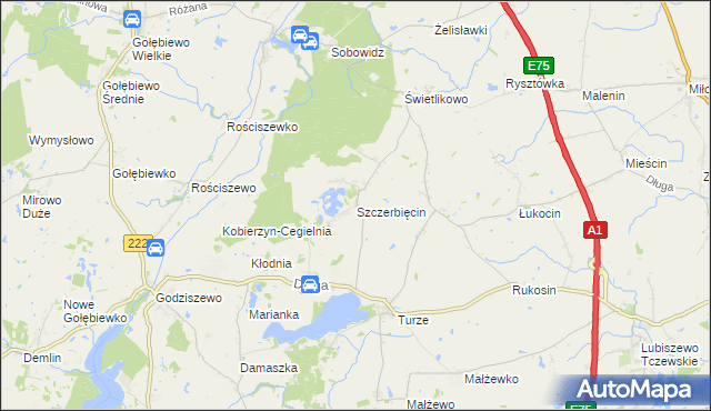 mapa Szczerbięcin, Szczerbięcin na mapie Targeo