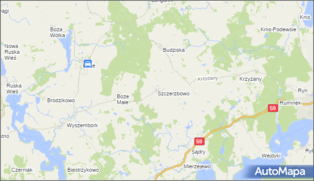 mapa Szczerzbowo, Szczerzbowo na mapie Targeo