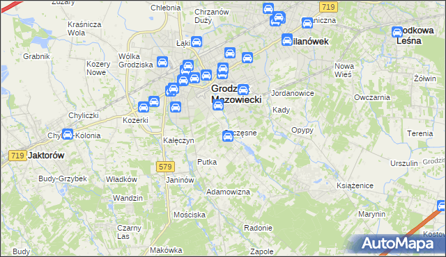 mapa Szczęsne gmina Grodzisk Mazowiecki, Szczęsne gmina Grodzisk Mazowiecki na mapie Targeo