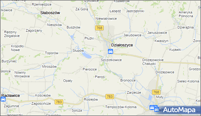 mapa Szczotkowice, Szczotkowice na mapie Targeo