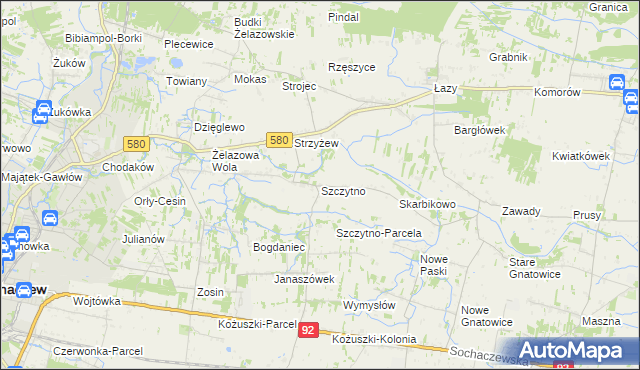 mapa Szczytno gmina Kampinos, Szczytno gmina Kampinos na mapie Targeo