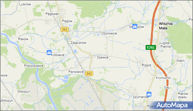 mapa Szewce gmina Wisznia Mała, Szewce gmina Wisznia Mała na mapie Targeo