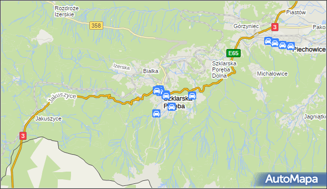 mapa Szklarska Poręba, Szklarska Poręba na mapie Targeo