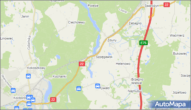 mapa Szpęgawsk, Szpęgawsk na mapie Targeo