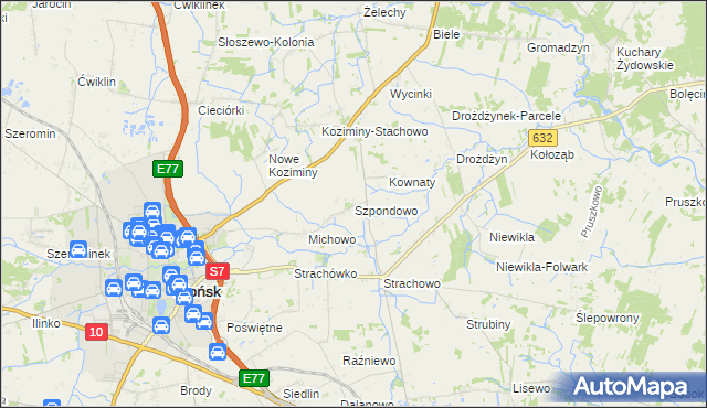 mapa Szpondowo, Szpondowo na mapie Targeo