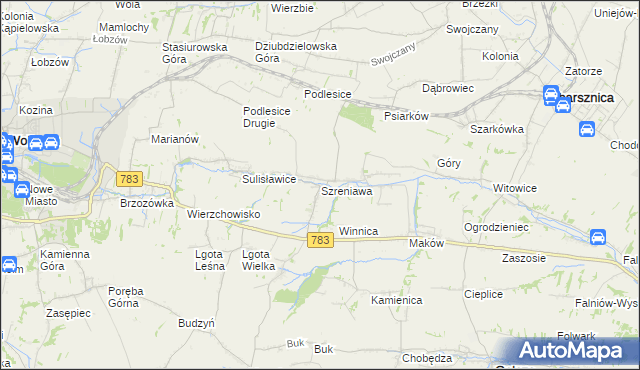 mapa Szreniawa gmina Gołcza, Szreniawa gmina Gołcza na mapie Targeo