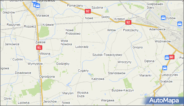 mapa Szubsk-Towarzystwo, Szubsk-Towarzystwo na mapie Targeo