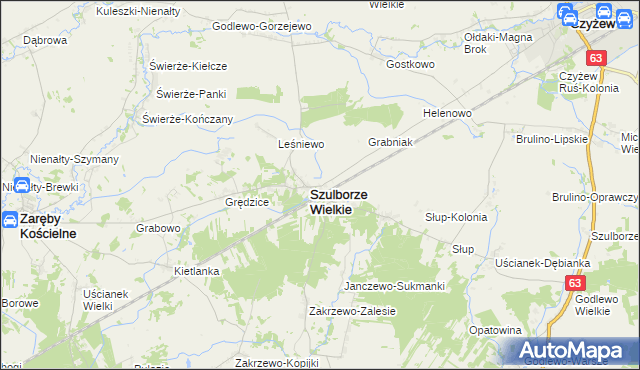 mapa Szulborze-Koty, Szulborze-Koty na mapie Targeo
