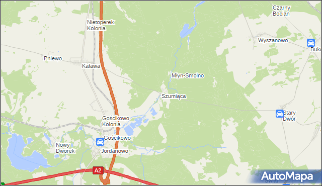 mapa Szumiąca gmina Międzyrzecz, Szumiąca gmina Międzyrzecz na mapie Targeo