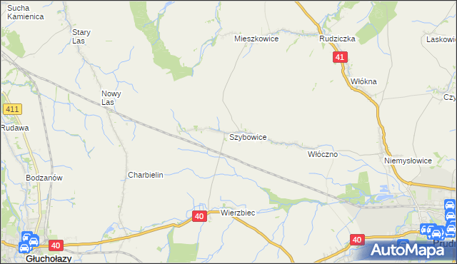 mapa Szybowice, Szybowice na mapie Targeo
