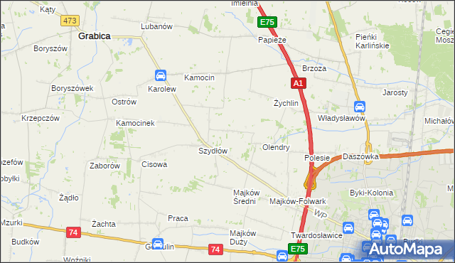 mapa Szydłów-Kolonia, Szydłów-Kolonia na mapie Targeo