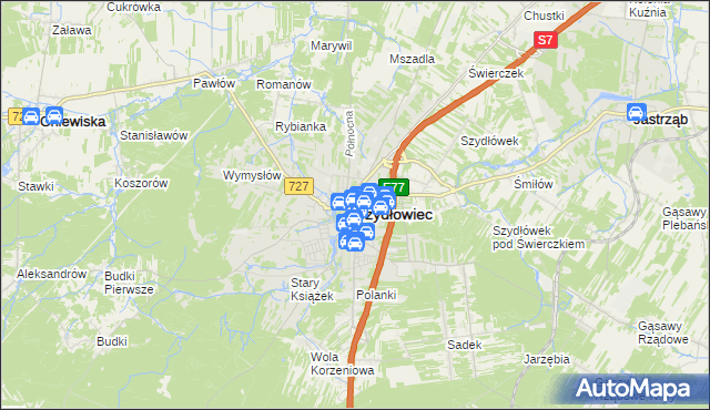 mapa Szydłowiec, Szydłowiec na mapie Targeo