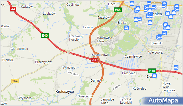 mapa Szymanowice gmina Krotoszyce, Szymanowice gmina Krotoszyce na mapie Targeo