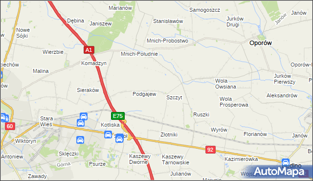 mapa Szymanówka gmina Oporów, Szymanówka gmina Oporów na mapie Targeo