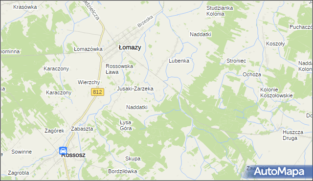 mapa Szymanowo gmina Łomazy, Szymanowo gmina Łomazy na mapie Targeo