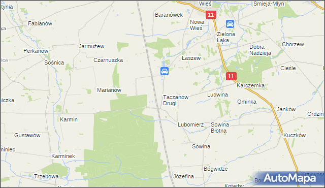 mapa Taczanów Drugi, Taczanów Drugi na mapie Targeo