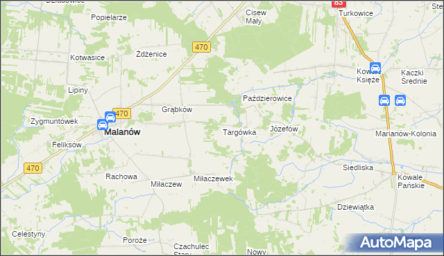 mapa Targówka gmina Malanów, Targówka gmina Malanów na mapie Targeo