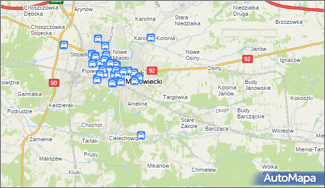 mapa Targówka gmina Mińsk Mazowiecki, Targówka gmina Mińsk Mazowiecki na mapie Targeo