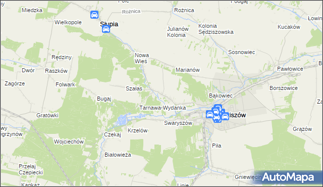 mapa Tarnawa gmina Sędziszów, Tarnawa gmina Sędziszów na mapie Targeo