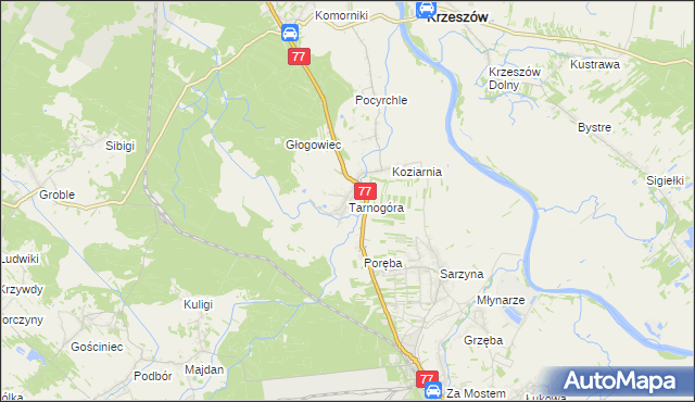 mapa Tarnogóra gmina Nowa Sarzyna, Tarnogóra gmina Nowa Sarzyna na mapie Targeo