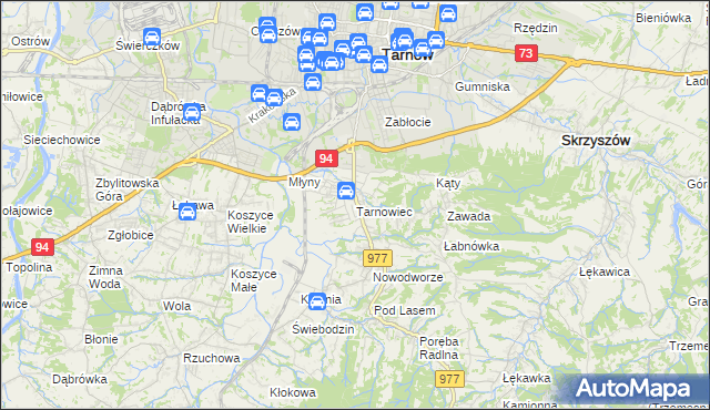 mapa Tarnowiec gmina Tarnów, Tarnowiec gmina Tarnów na mapie Targeo