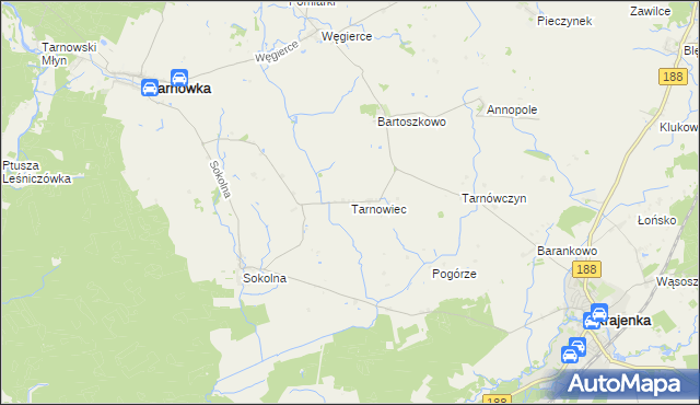 mapa Tarnowiec gmina Tarnówka, Tarnowiec gmina Tarnówka na mapie Targeo