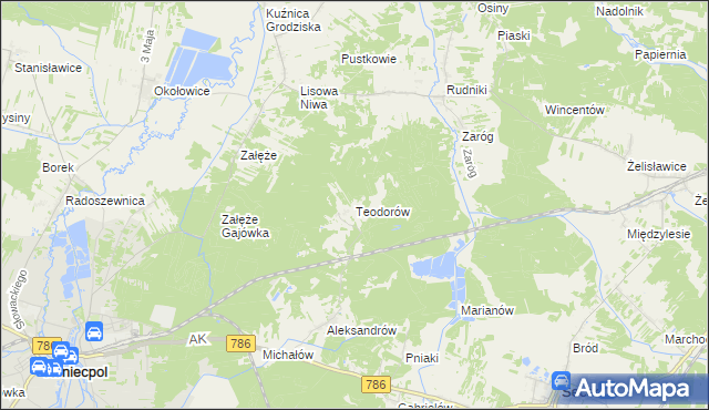 mapa Teodorów gmina Koniecpol, Teodorów gmina Koniecpol na mapie Targeo