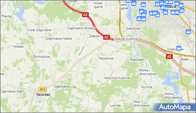 mapa Teodorów gmina Skórzec, Teodorów gmina Skórzec na mapie Targeo