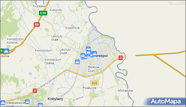 mapa Terespol powiat bialski, Terespol powiat bialski na mapie Targeo