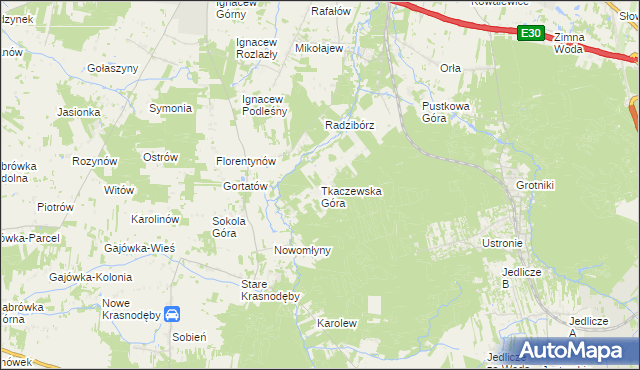 mapa Tkaczewska Góra, Tkaczewska Góra na mapie Targeo