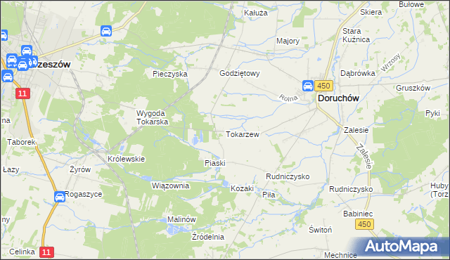 mapa Tokarzew gmina Doruchów, Tokarzew gmina Doruchów na mapie Targeo