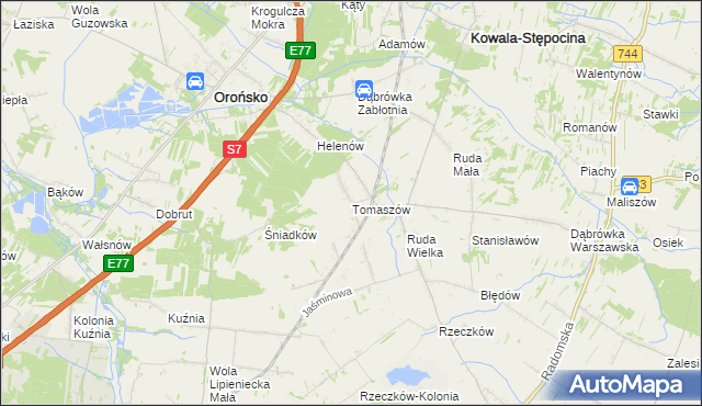 mapa Tomaszów gmina Orońsko, Tomaszów gmina Orońsko na mapie Targeo