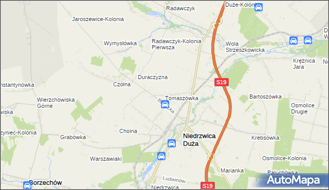 mapa Tomaszówka gmina Niedrzwica Duża, Tomaszówka gmina Niedrzwica Duża na mapie Targeo
