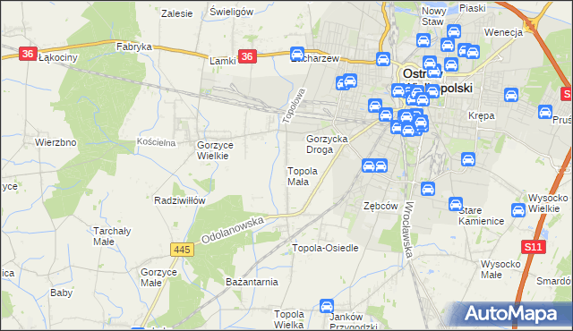 mapa Topola Mała, Topola Mała na mapie Targeo