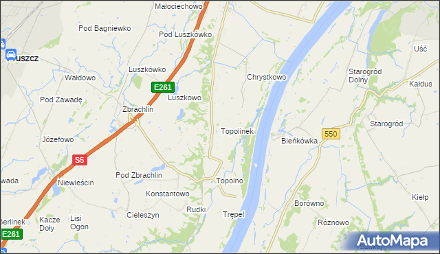 mapa Topolinek gmina Świecie, Topolinek gmina Świecie na mapie Targeo