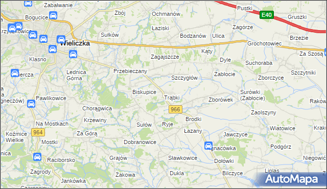 mapa Trąbki gmina Biskupice, Trąbki gmina Biskupice na mapie Targeo