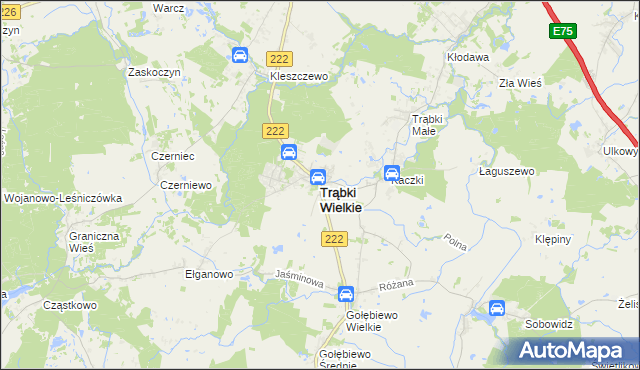 mapa Trąbki Wielkie, Trąbki Wielkie na mapie Targeo