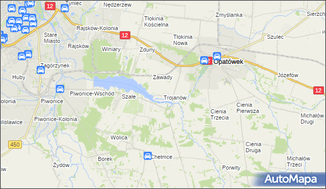 mapa Trojanów gmina Opatówek, Trojanów gmina Opatówek na mapie Targeo