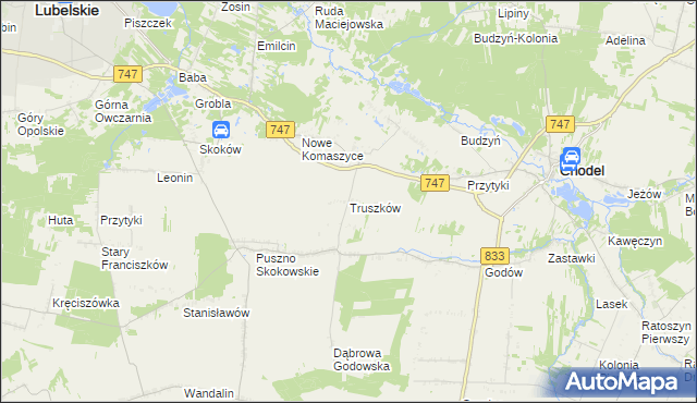 mapa Truszków, Truszków na mapie Targeo