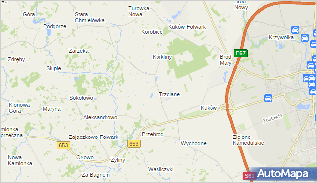 mapa Trzciane, Trzciane na mapie Targeo