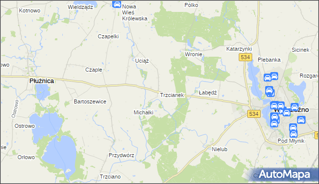 mapa Trzcianek, Trzcianek na mapie Targeo