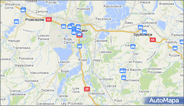 mapa Trzebieńczyce, Trzebieńczyce na mapie Targeo