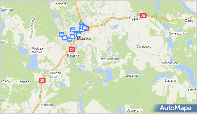 mapa Trzebieszyno, Trzebieszyno na mapie Targeo